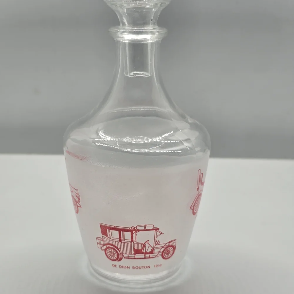 Vintage Glass Decanter with Pink Car Design - Picture 2 of 4